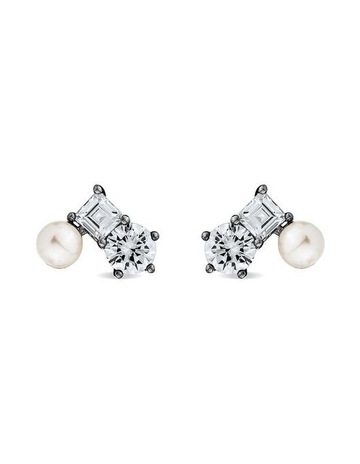 White Pearl & Diamonds in Black Rhodium colour