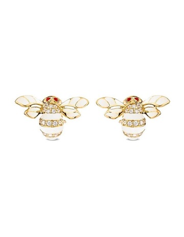 White Diamonds & Black Enamel in 18k Gold colour