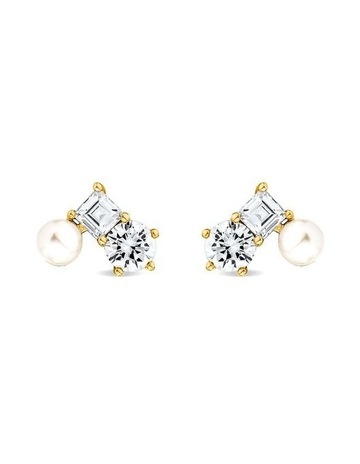 White Pearl & Diamonds in 18K Gold colour