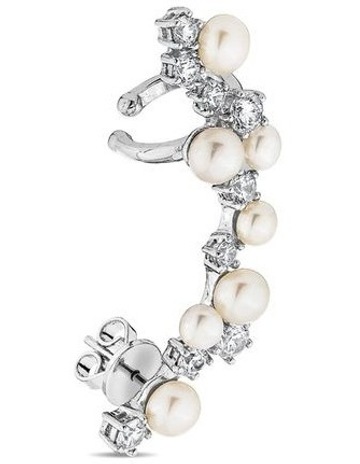 White Pearl & Diamonds in Sterling Silver colour