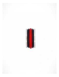 Polished Stainless Steel & Red & Black Tube Rubber Wheel Pendant without Chain