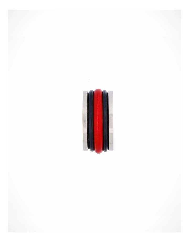 Polished Stainless Steel & Red & Black Tube Rubber Wheel Pendant without Chain image 1