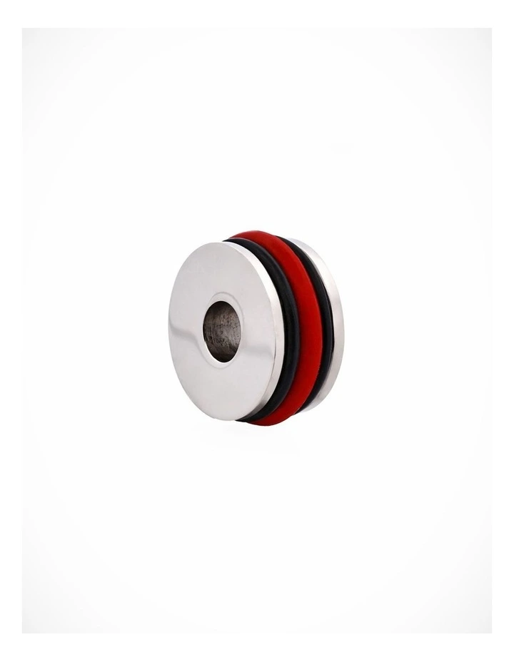 Polished Stainless Steel & Red & Black Tube Rubber Wheel Pendant without Chain image 3