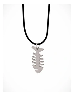 Stainless Steel Fish Pendant on 55cm Rubber Chain