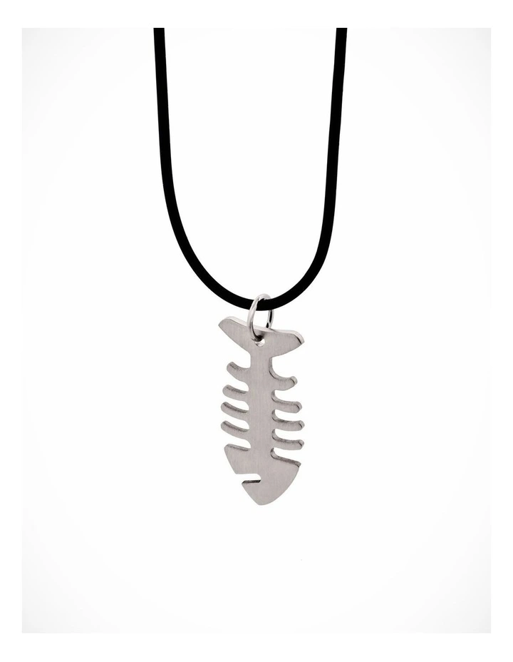 Stainless Steel Fish Pendant on 55cm Rubber Chain image 1