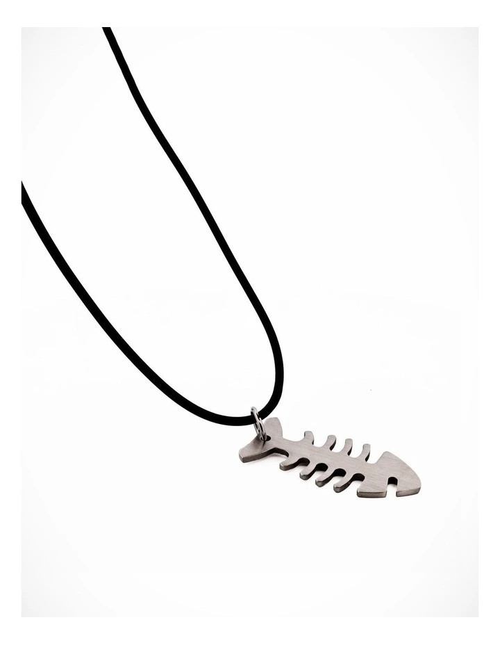 Stainless Steel Fish Pendant on 55cm Rubber Chain image 3
