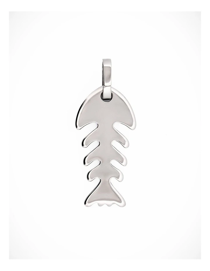 Polished Stainless Steel Fishbone Pendant image 1