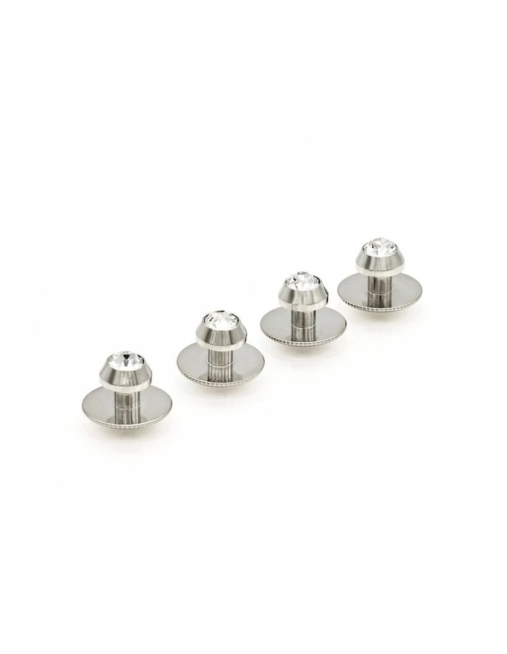 Rhodium Crystal Mushroom Shirt Studs (pack of4) image 2