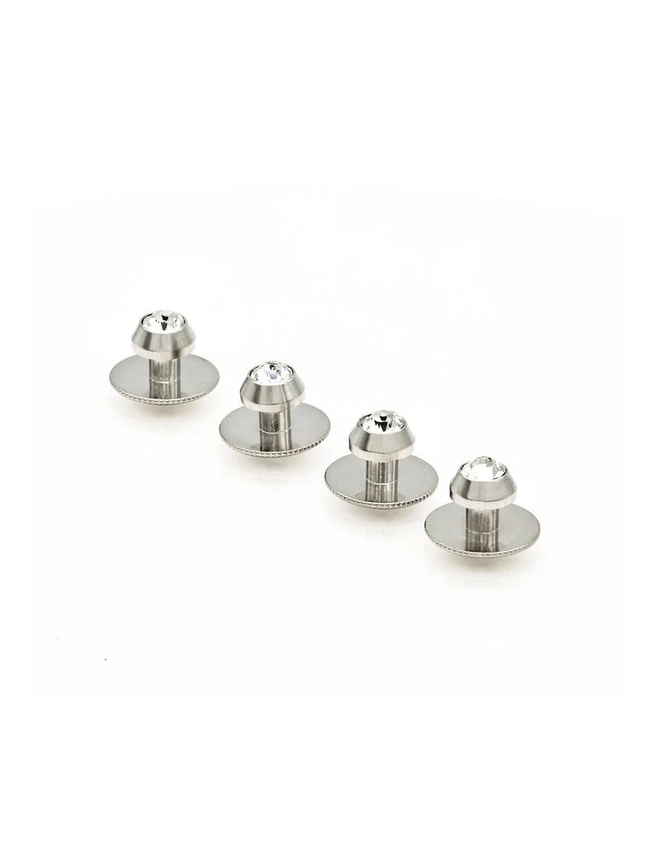Rhodium Crystal Mushroom Shirt Studs (pack of4) image 3