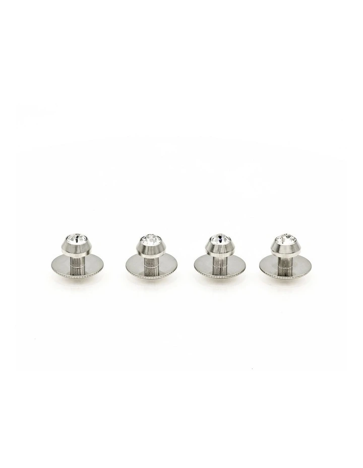 Rhodium Crystal Mushroom Shirt Studs (pack of4) image 4