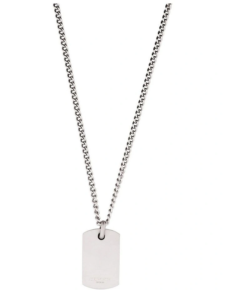 Stainless Steel Sandblasted Tyre Patterned Dog Tag Pendant (55cm Chain) image 2