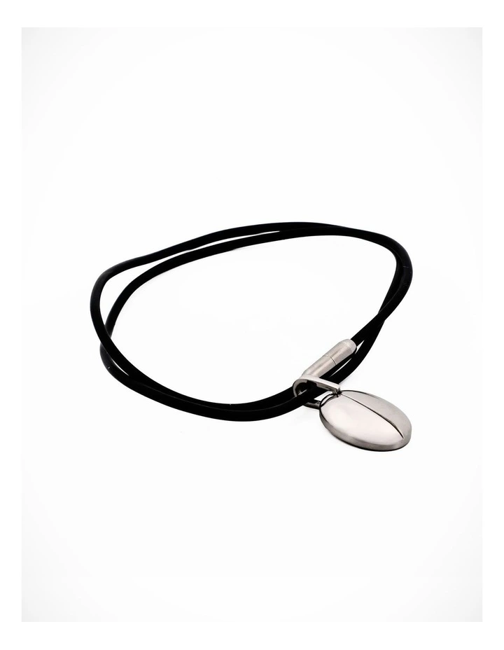 Stainless Steel Oval Pendant & Rubber Chain image 1