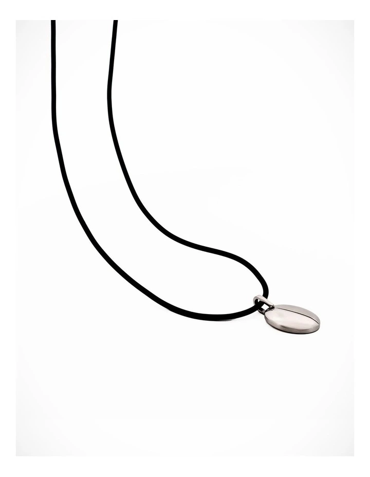 Stainless Steel Oval Pendant & Rubber Chain image 3