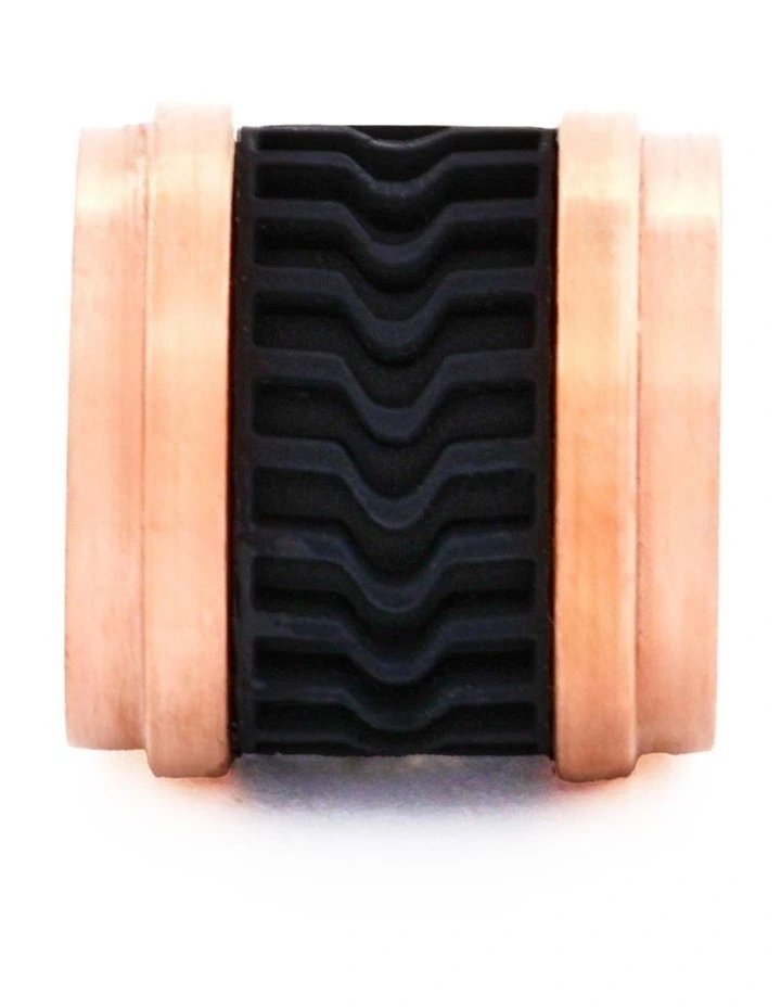 Ion Plated Rose Gold Black Rubber Bead image 1