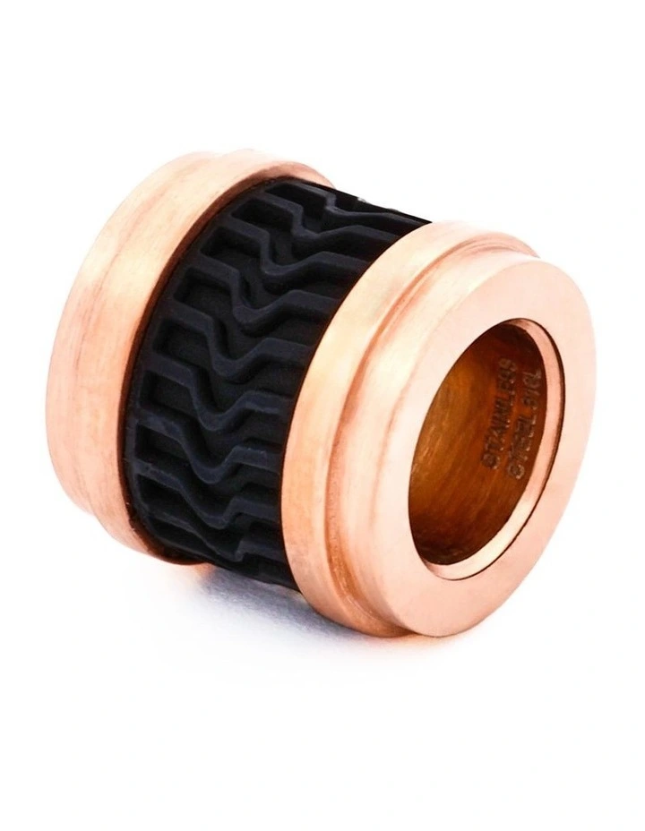 Ion Plated Rose Gold Black Rubber Bead image 3
