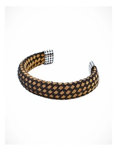 Stainless Steel Black/Gold Weave Cuff