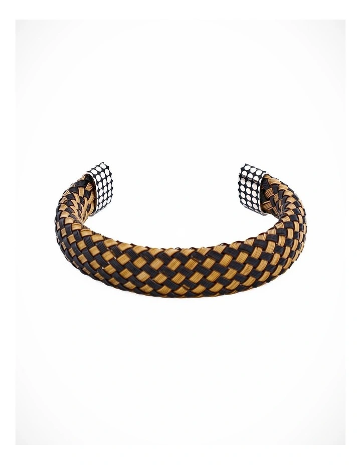 Stainless Steel Black/Gold Weave Cuff image 2