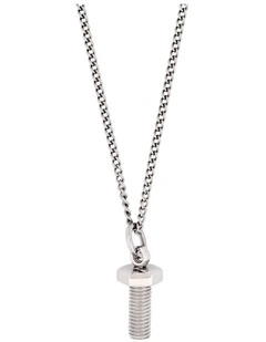 Stainless Steel Screw Nut Pendant on Curb Link Chain