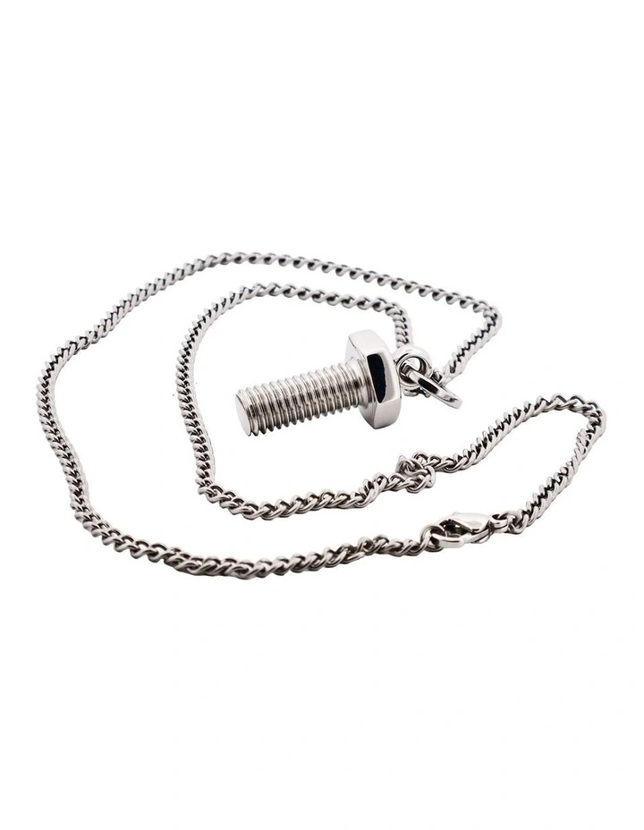 Stainless Steel Screw Nut Pendant on Curb Link Chain image 2