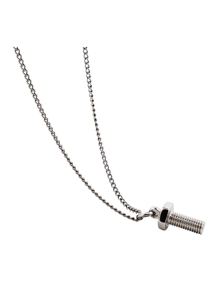 Stainless Steel Screw Nut Pendant on Curb Link Chain image 3