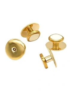 Square gold with MOP & screw back stud (pack of 4)