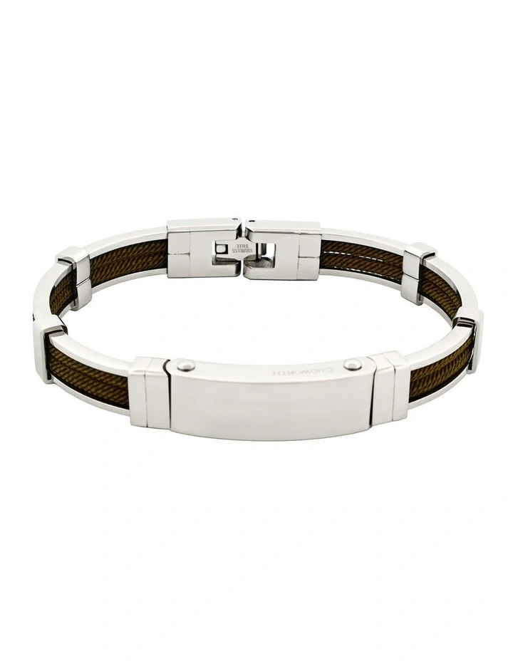 Bracelet in Polished Stainless Steel & Double Rope, Army image 2