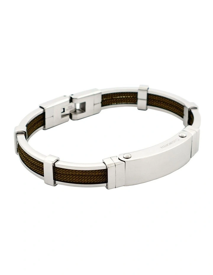 Bracelet in Polished Stainless Steel & Double Rope, Army image 3