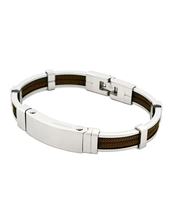 Bracelet in Polished Stainless Steel & Double Rope, Army image 4