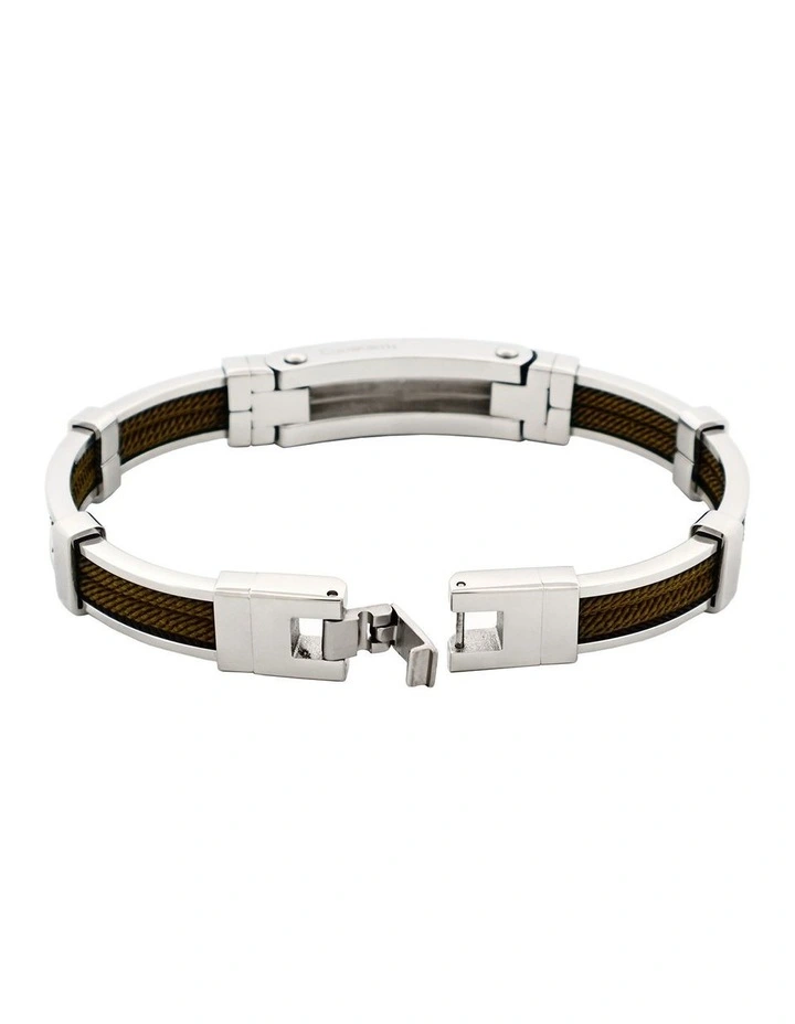 Bracelet in Polished Stainless Steel & Double Rope, Army image 5