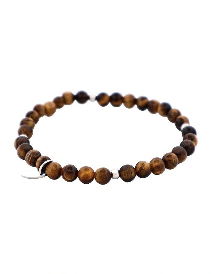 Tiger Eye Beaded & Stainless Steel Ball Bracelet image 3