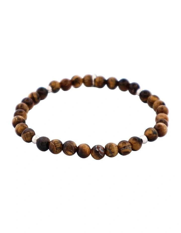 Tiger Eye Beaded & Stainless Steel Ball Bracelet image 4