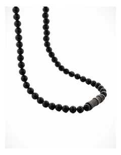 Agate Stone & Ion Plated Black Stainless Steel Pendant