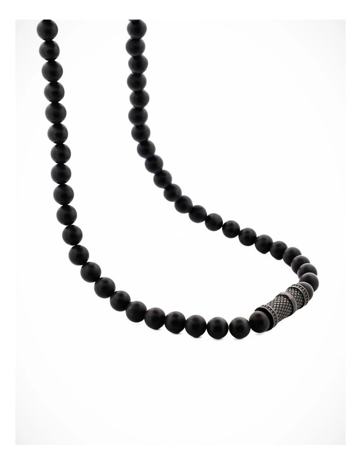 Agate Stone & Ion Plated Black Stainless Steel Pendant image 1