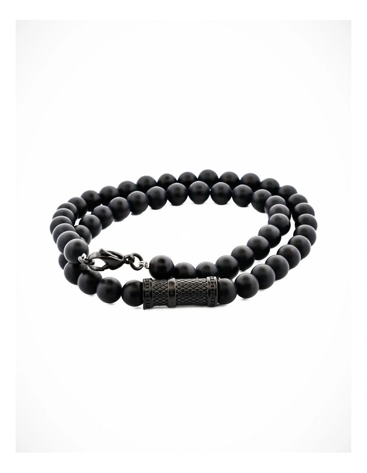 Agate Stone & Ion Plated Black Stainless Steel Pendant image 3
