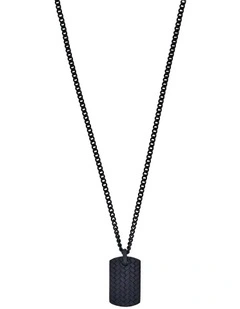 Ion Plated Black Stainless Steel Tyre Pattern Dog Tag Pendant & Chain