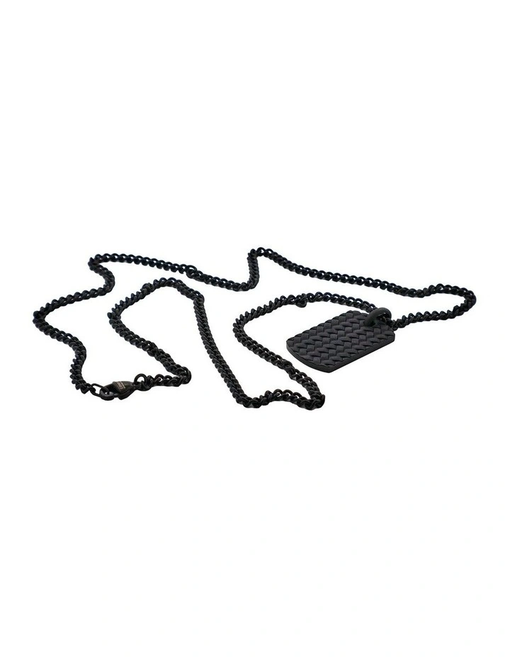 Ion Plated Black Stainless Steel Tyre Pattern Dog Tag Pendant & Chain image 3