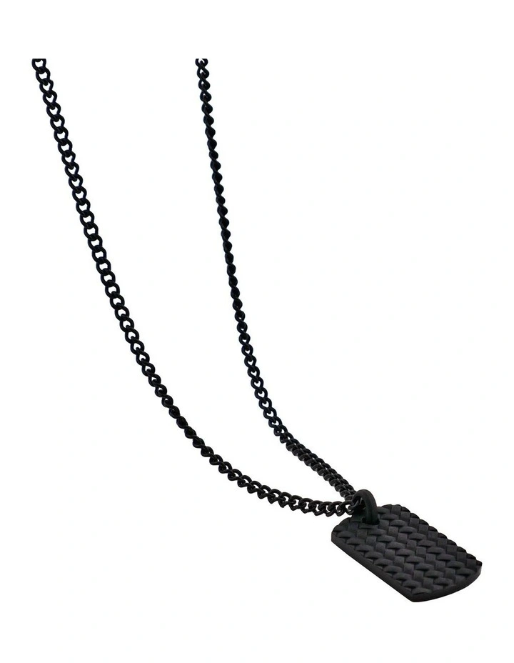 Ion Plated Black Stainless Steel Tyre Pattern Dog Tag Pendant & Chain image 4