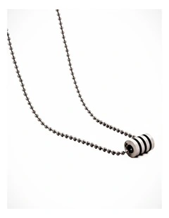 Stainless Steel Pendant - Round Black Enamel without Chain