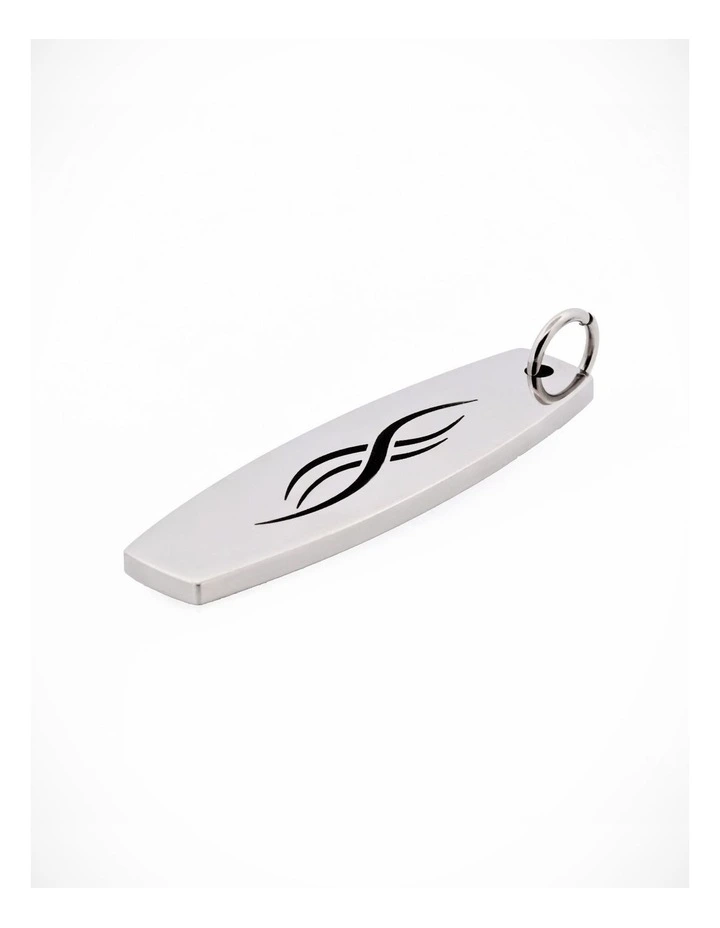 Stainless Steel Surfboard Shaped Etched Pendant image 3