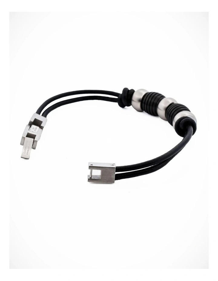 Stainless Steel/Ion Plated Black Beaded/Leather Bracelet image 4
