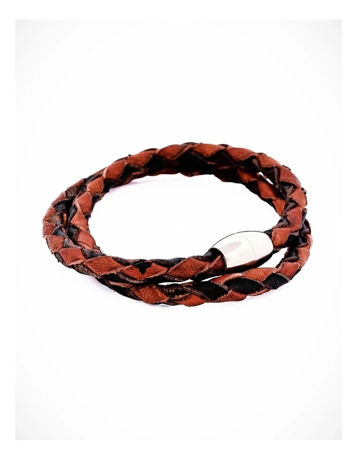 Black Brown Leather Bracelet image 2
