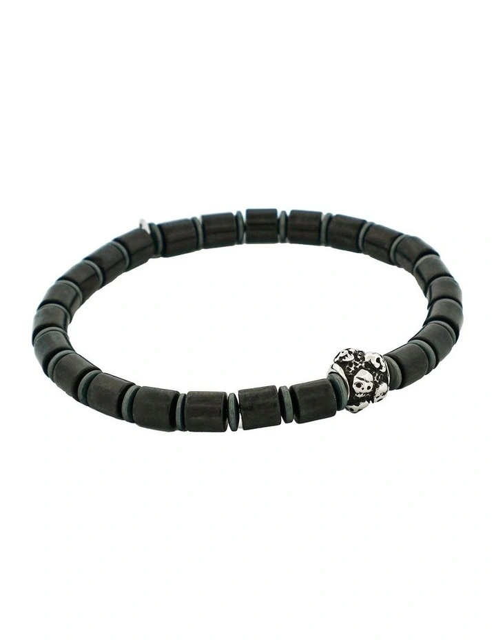 Savage - Black Agate Disc Bead & Stainless Steel Bracelet image 2