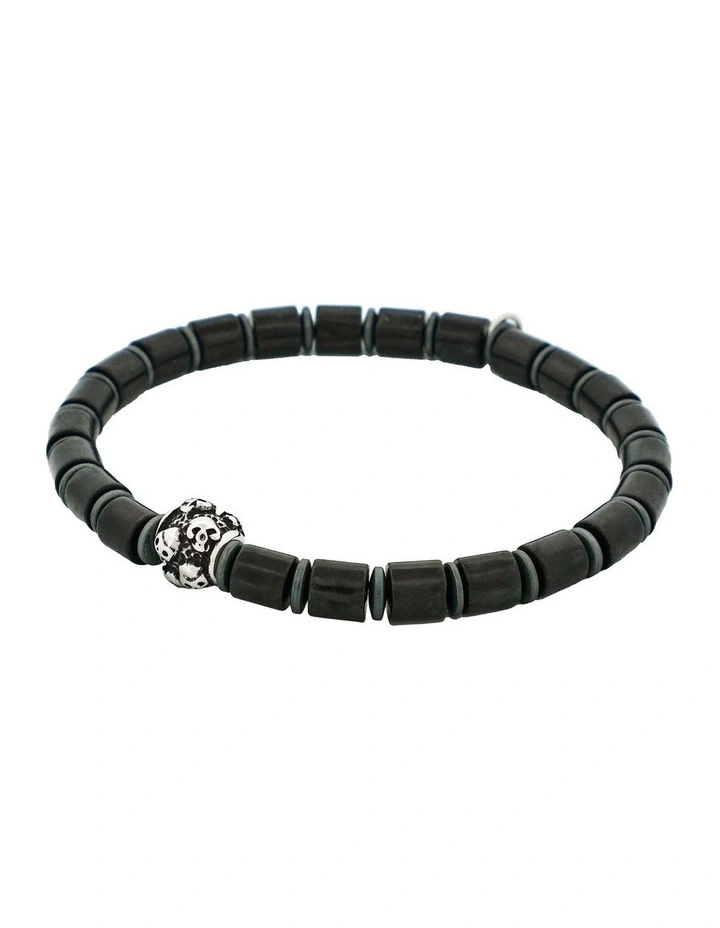 Savage - Black Agate Disc Bead & Stainless Steel Bracelet image 3