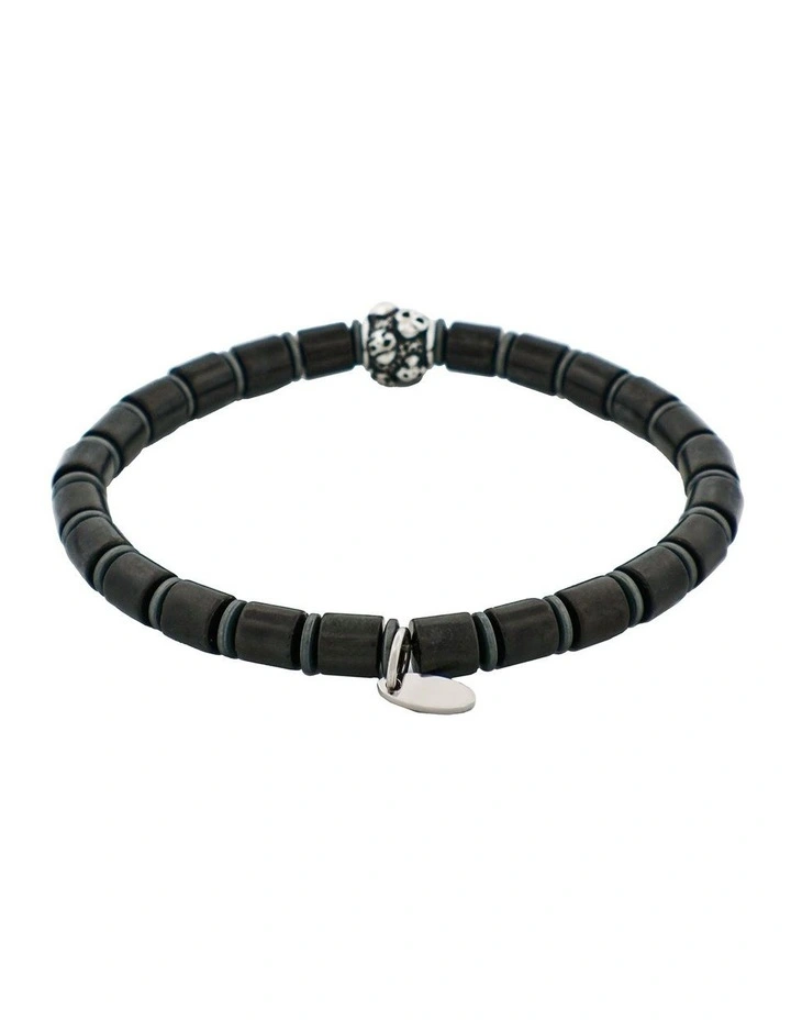 Savage - Black Agate Disc Bead & Stainless Steel Bracelet image 4