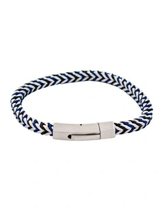 Stainless Steel Curb Link Chain & Blue Cord Bracelet
