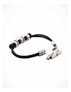 Stainless Steel &Ion Plated Black Bead Leather Bracelet