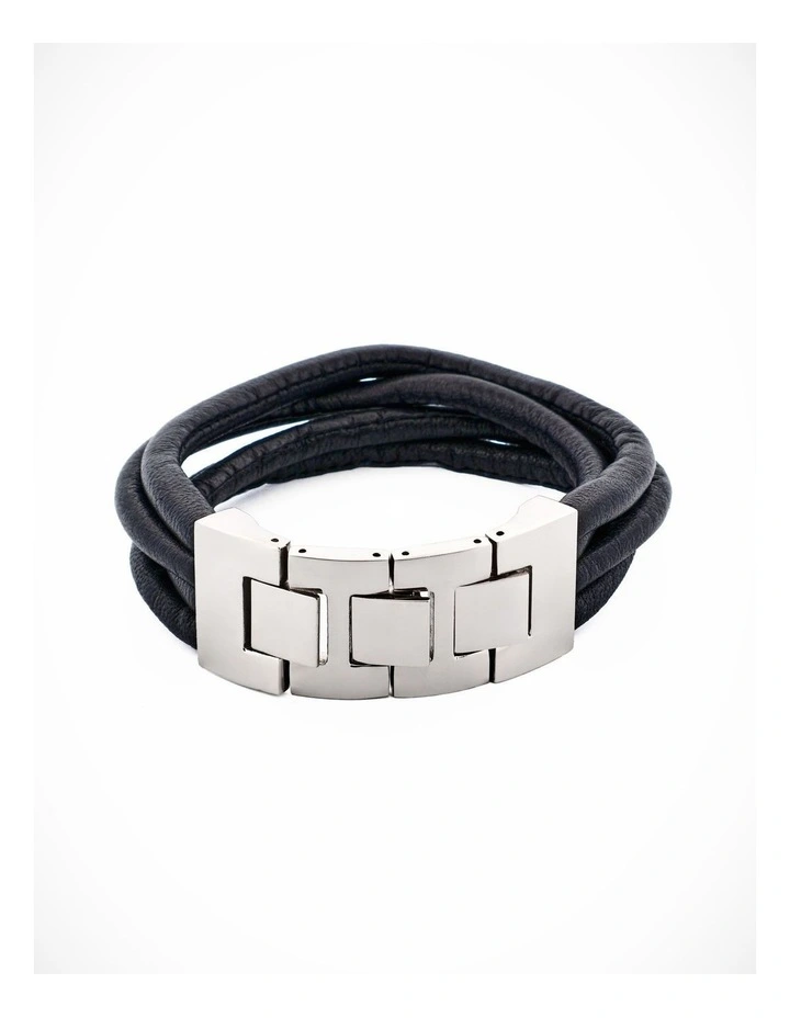 Multi Strand Brown Lamb Leather- Stainless Steel Bracelet image 2