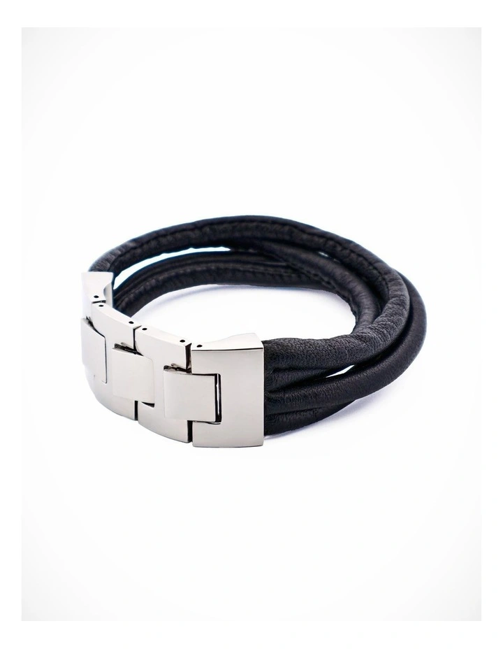 Multi Strand Brown Lamb Leather- Stainless Steel Bracelet image 3