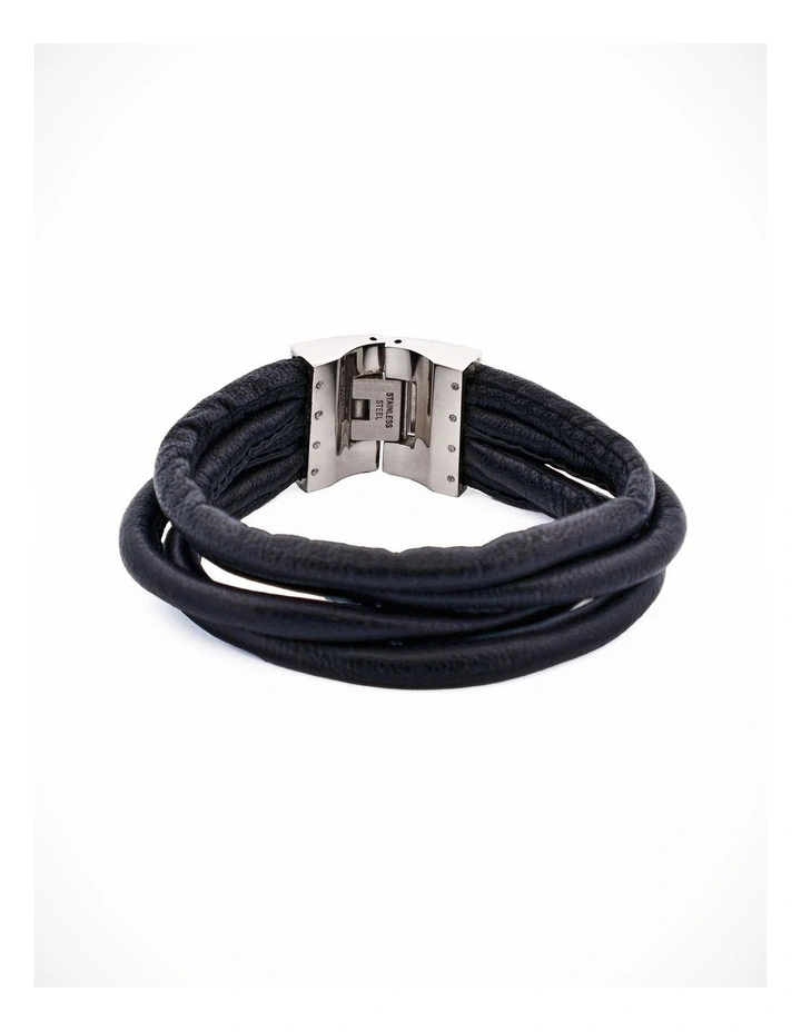 Multi Strand Brown Lamb Leather- Stainless Steel Bracelet image 4