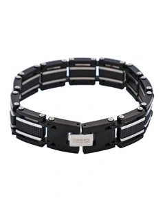 Stainless Steel & Ion Plated Black Link Bracelet